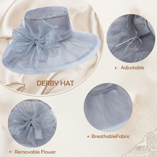 Century Star Kentucky-Derby hat Fascinator Hats for Women 2026 Floral Tea Party Bridal Church Wedding Headwear - color: Royal Blue