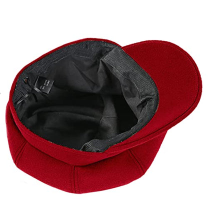 Newsboy Caps for Women Classic Beret Hats Autumn Winter Cap - color: Red