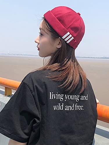 Dome Brimless Docker Cap Sailor Beanie Cap Visorless Hat for Men & Women - color: Red