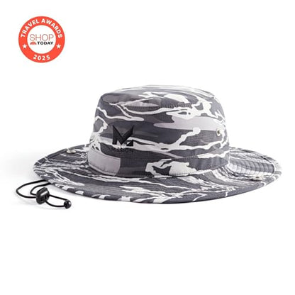 MISSION Cooling Bucket Hat - Unisex Wide-Brim Hat for Men & Women - Lightweight, Foldable & Durable - Cools Up to 2 Hours - color: Matrix Camo Silver