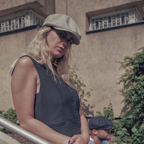 Sterkowski Model Rowdy | 100% Linen Newsboy Cap for Men and Women | Airy 8 Panel Paperboy Cap - color: Beige, size: 7 3/4