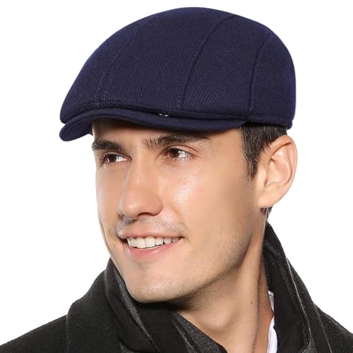 Sumolux Mens Newsboy Cap Winter Beret Hat Cabbie Flat Cap - color: A Navy Blue