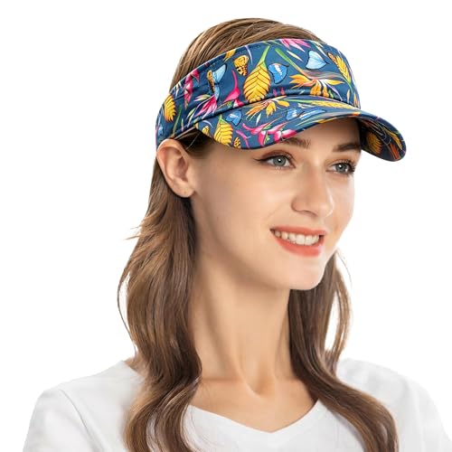 ZLYC Print Sports Sun Visors for Women Girls - color: Pattern Navy