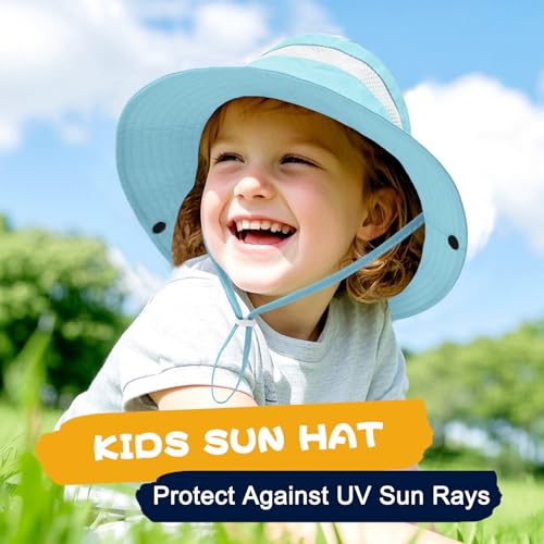 ZOORON Outdoor Kids Sun Hat UPF 50+ Quick Dry Bucket Hat for Boys Girls - color: 1pack-aqua Blue
