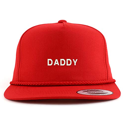 Trendy Apparel Shop Daddy Embroidered 5 Panel Flatbill Braid Snapback Golf Cap - color: Red