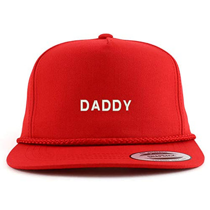 Trendy Apparel Shop Daddy Embroidered 5 Panel Flatbill Braid Snapback Golf Cap - color: Red
