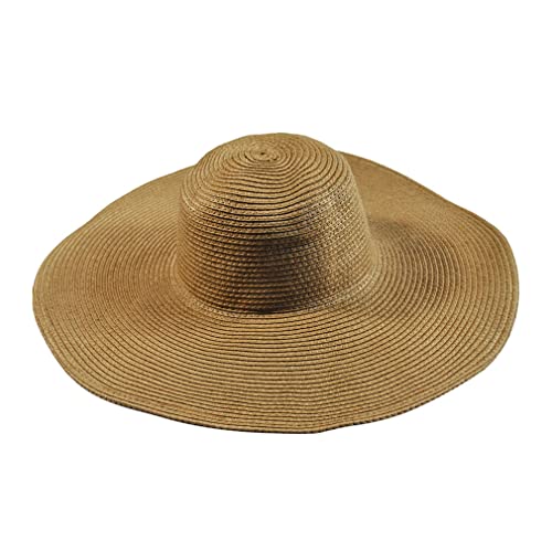 Big Beach Hats for Women Foldable Summer Wide Brim Packable Oversized Sun Hat Lady Girl Travel Straw Cap - color: Light Coffee