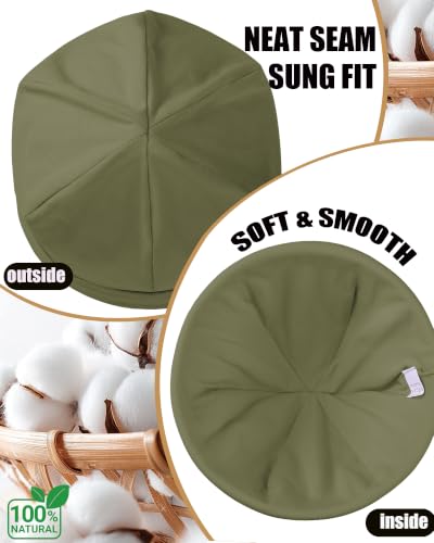 100% T-Shirt Cotton Slouchy Beanie Women Men,Lightweight Chemo Hat - color: Army Green(2-layer)
