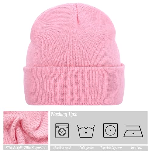 Pistha Beanie for Men Women-Knit Beanie Hats Skull Cap Winter Warm Hat - color: Pink