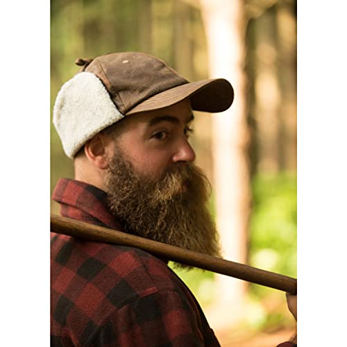 Outback Trading Company Men's Leather Mckinley Durable Insulated Windproof Winter Casual Outdoor Cap with Ear Flaps - size: Medium