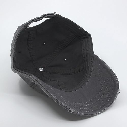 Washed Cotton Distressed with Heavy Stitching Adjustable Baseball Cap - color: Charcoal Gray