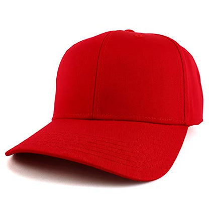 Armycrew XXL Oversize High Crown Adjustable Plain Solid Baseball Cap - color: Red