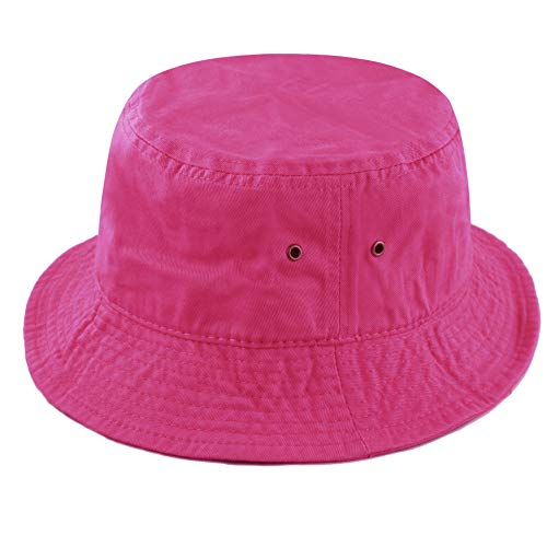 Cotton Bucket Hat Packable Sun Hat – Unisex Summer Travel Beach Fisherman Hat for Men Women Outdoor Fishing Hiking - color: Fuchsia, size: Large-X-Large