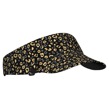 Adjustable Lightweight Open Top Sports Sun Visor Hat Cap for Golf Tennis - color: Classic Black Gold Leopard