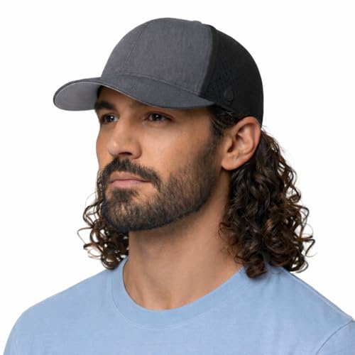 UVCoolix™ Cooling Sweatband Baseball Cap for Hot Weather,Breathable Sun Protection,Water-Resistant Golf Performance Hat - color: Heather Gray Black, size: X-Large-XX-Large