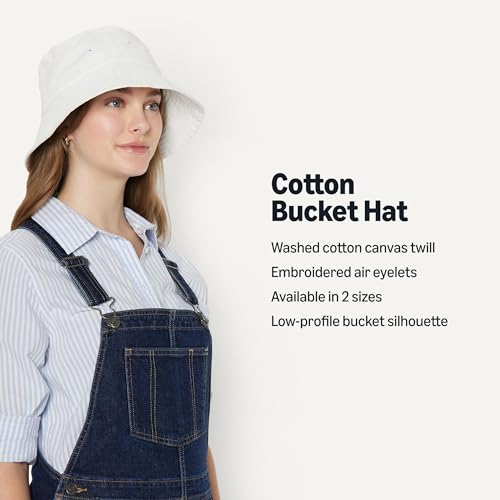 Amazon Essentials Women's Washed Cotton Bucket Hat - color: White, size: Small-Medium
