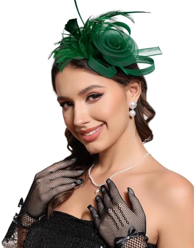 Fascinators Hats for Women Tea Party Headband Cocktail Wedding Headwear Headband for Women and Girls - color: Green