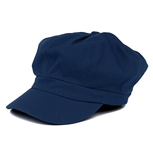 Women's Lightweight 100% Cotton Soft Fit Newsboy Cap with Elastic Back - color: Navy