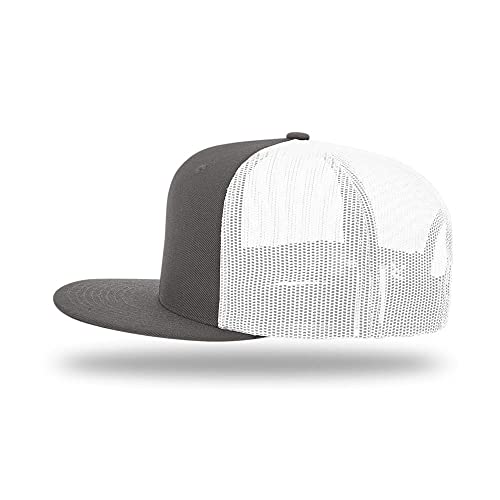 Richardson 511 Wool Blend Flatbill Trucker Snapback Adjustable Cap - color: Charcoal/White