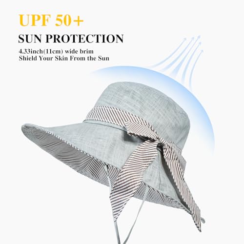 Sun Hats for Women Roll-up Wide Brim Summer Beach Hat Foldable Floppy Cotton Hat - color: Cotton Blue