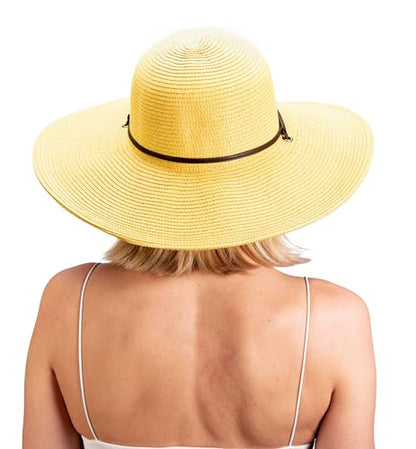 Sloggers Women's Wide Brim Braided Sun Hat with Wind Lanyard - UPF 50+ Maximum Sun Protection - color: Light Brown
