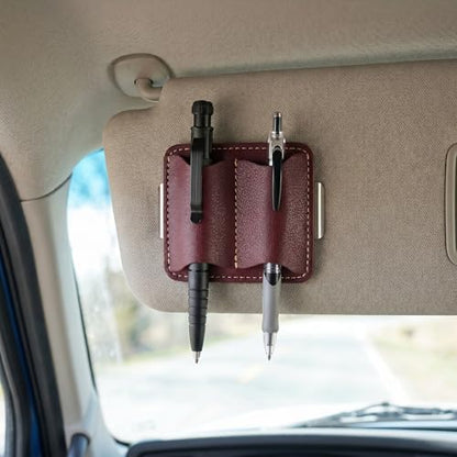 2 Pack Leather Pen Holder for Car, Car Visor Pen Holder