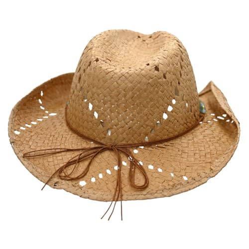 Panama Jack Women's Sun Hats - Paper Braid Straw, Assorted Styles - color: Brown Drifter Cowboy Hat