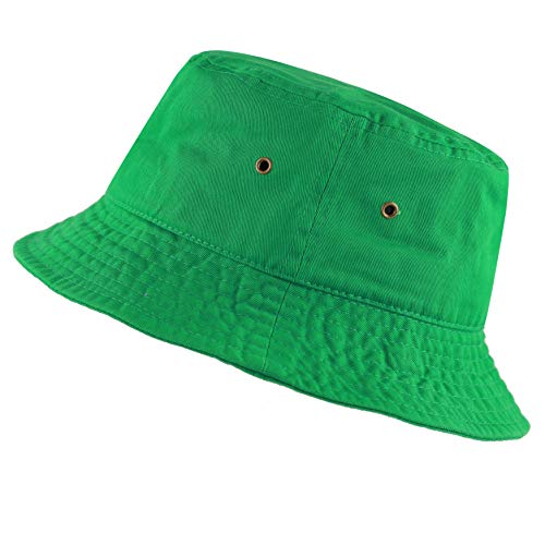 Cotton Bucket Hat Packable Sun Hat – Unisex Summer Travel Beach Fisherman Hat for Men Women Outdoor Fishing Hiking - color: Kelly Green, size: Large-X-Large