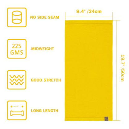 ACUSHLA 100% Merino Wool Neck Gaiter Men Women Winter Ski Face Mask Scarf - color: Bright Yellow 214