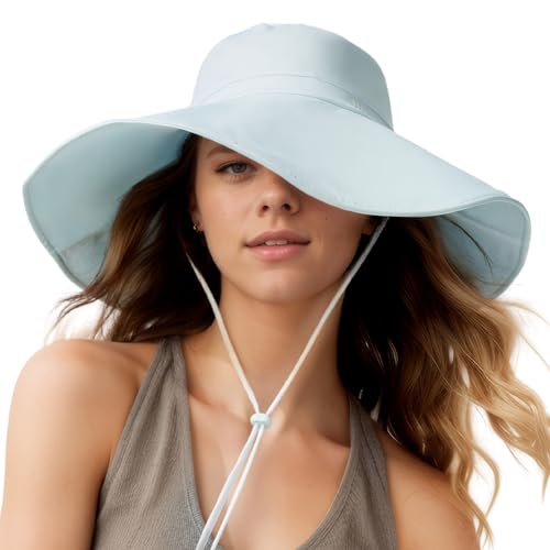 BENEUNDER Reversible Wide Brim Sun Bucket Hats UPF50+ UV Protection Foldable for Women Outdoor Beach Vacation Travel - color: Blue