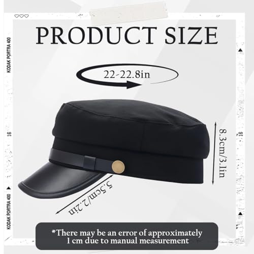 Black Chauffeur Hat for Women, Classic Captain Sailor Costume Hat, Vintage Newsboy Cap Peaked Beret Cap for Halloween Cosplay, Theme Party, Daily Wear