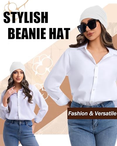 100% Cotton Summer Beanie for Men Women, Thin Soft Slouchy Beanies - color: 1pcs-white, size: Medium