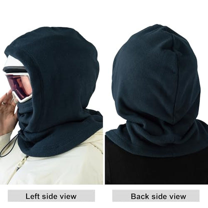 Fleece Balaclava Over Helmet - Warm Helmet Ninja Hood - Snowboard Hooded Hat Neck Gaiter Ski Mask - color: Jeans, size: One Size