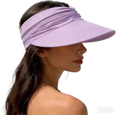 Sun Hat Women Sun Beach Visor Cap UV Protection Summer Wide Brim Hat for Sports Beach Golf Tennis Hiking - color: Lavender