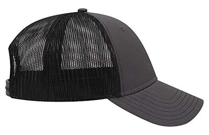 OTTO 6 Panel Low Profile Contrast Vertical Mesh Back Cap - color: Ch.gry/Blk/Blk