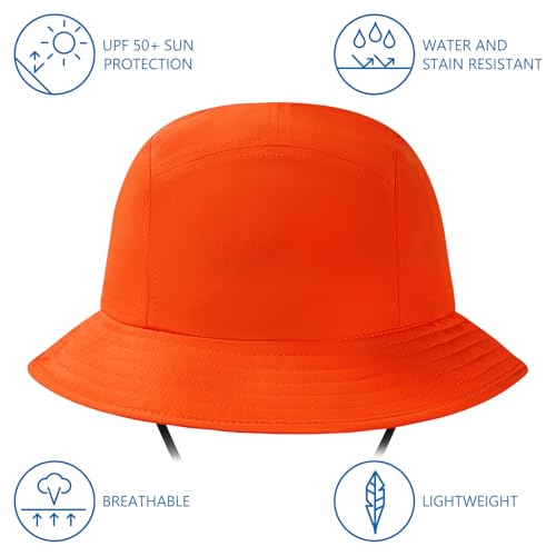 BASSDASH UPF50+ Fishing Bucket Hat for Men Women Lightweight Water Resistant Packable Outdoor Summer Sun Hats FH13 - color: Orange