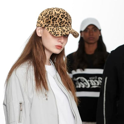 Women's Men's Fashion Baseball Cap Adjustable Strapback Hats Dad Hat Visor Sports Hat - color: Khaki Leopard
