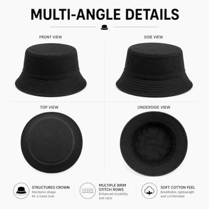 Bucket Hats Bulk Solid Color DIY Blank Hat Bucket Hats for Men, Women and Adults - color: 50 Pcs Black