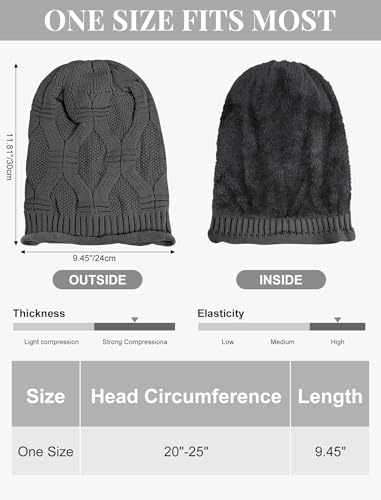 Senker Fashion 2 Pack Winter Beanie Hats for Women, Womens Slouchy Beanies - color: Black Dark Grey