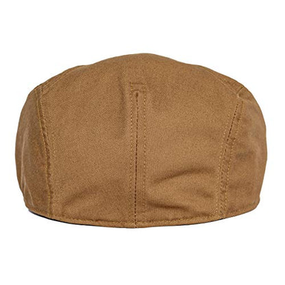BOTVELA Men Cotton Twill Newsboy Flat Hat Fitted Cap - color: Brown, size: 7 5/8