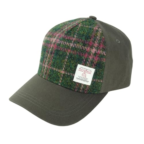 Tartan Baseball Cap in Harris Tweed by Glen Appin Of Scotland Limited - color: Dark Green & Plum Check