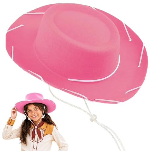 Cowboy Hat Kids 3-8t,Felt Cowgirl Hat for Western Costume - color: Pink