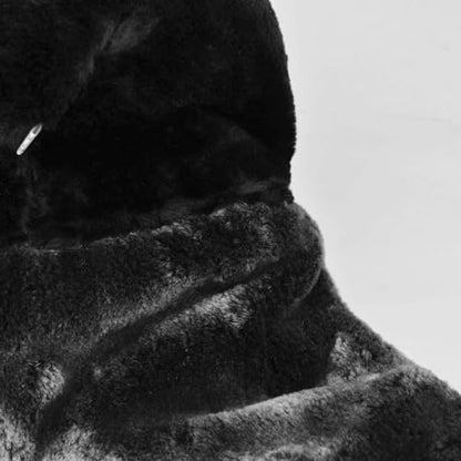 Unisex Winter Trooper Trapper Hat Warm Hats Hunting Hat with Ear Flaps - color: Black, Grey Fur