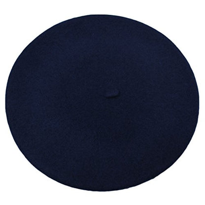 French Beret - Wool Solid Color Womens Beanie Cap Hat - color: Dark Blue