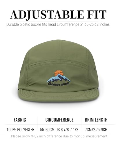 Clakllie Quick Dry 5 Panel Hats for Men Unstructured Flat Brim Baseball Cap - color: Cdus-dfb3-green