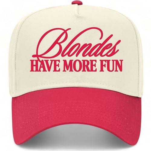 Blondes Have More Fun Vintage Trucker Hat | Funny Premium Snapback Baseball Hat for Men & Women - color: Red/Natural