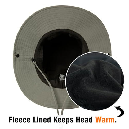 Oversized XL XXL Waterproof Winter Bucket Fleece Lined Rain Hat Cold Weather Hiking Fishing Outdoor 57-65CM - color: Darkgrey, size: X-Large