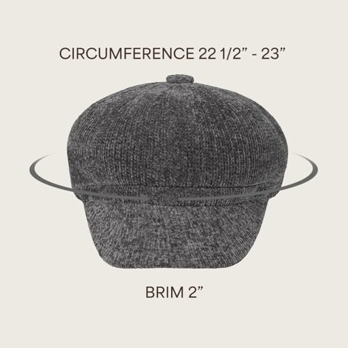 C.C Knitted Newsboy Cap for Women – Soft Knit Hat with Adjustable Velcro, Lightweight Warm Winter Style - color: Knitted-dk. Grey