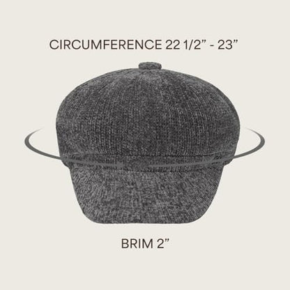 C.C Knitted Newsboy Cap for Women – Soft Knit Hat with Adjustable Velcro, Lightweight Warm Winter Style - color: Knitted-dk. Grey