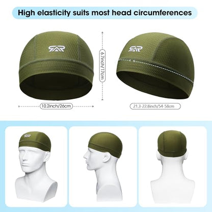 LONGLONG 2-Pack Breathable Skull Caps Helmet Liner for Motorcycle Hard Hat - color: Black+army Green